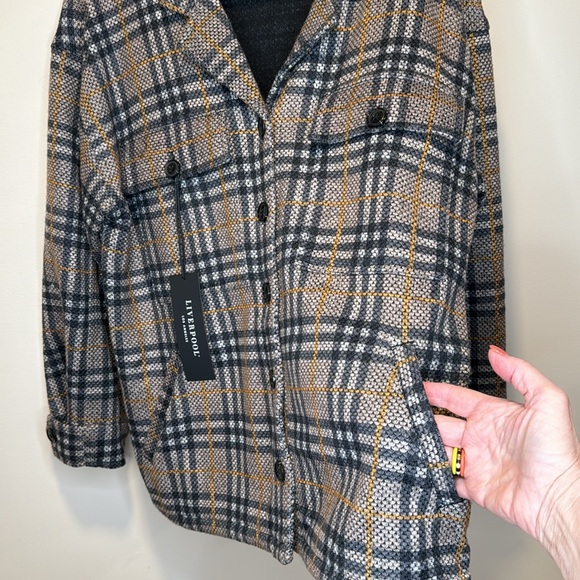 NWT Liverpool Plaid Jacket, size M great for this fall in Gray, Yellow and Black - Picture 5 of 7